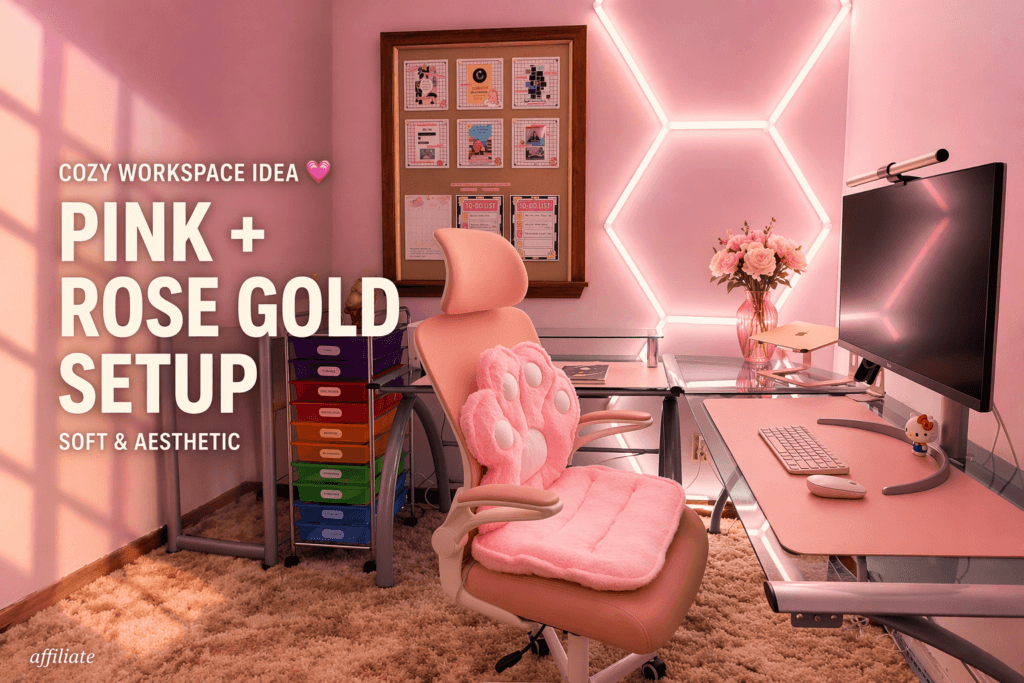 Read more about the article Pink Home Office Setup with Rose Gold You’ll Love