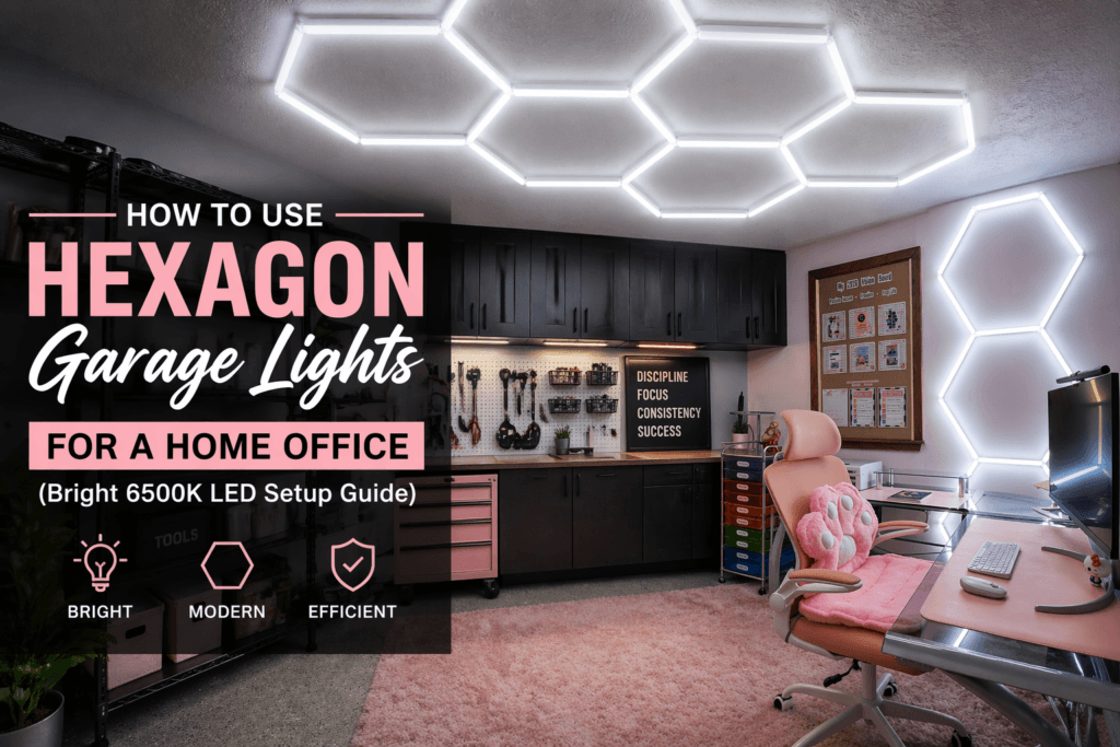 hexagon garage lights home office setup bright 6500k led lighting small room workspace