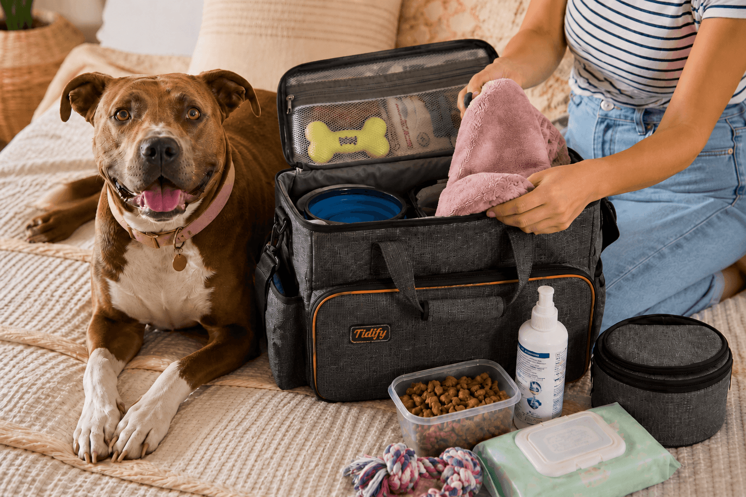 Your exact packing list depends on your dog, the weather, and where you are going, but these basics are helpful for many car trips with your dog.